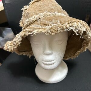 Frayed Edge Tan Bucket Hat